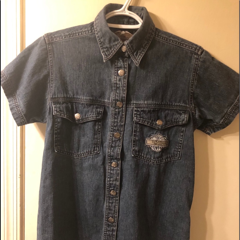 Harley Davidson Denim XS Snap Down GUC